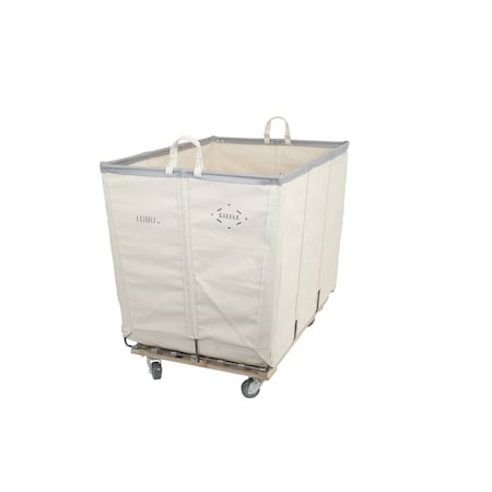 Steele Canvas Basket 16 BU Permanent Truck Natural Canvas w/Grey Vinyl - 3in Casters Diamond Mount 9416CNATVGRYW3